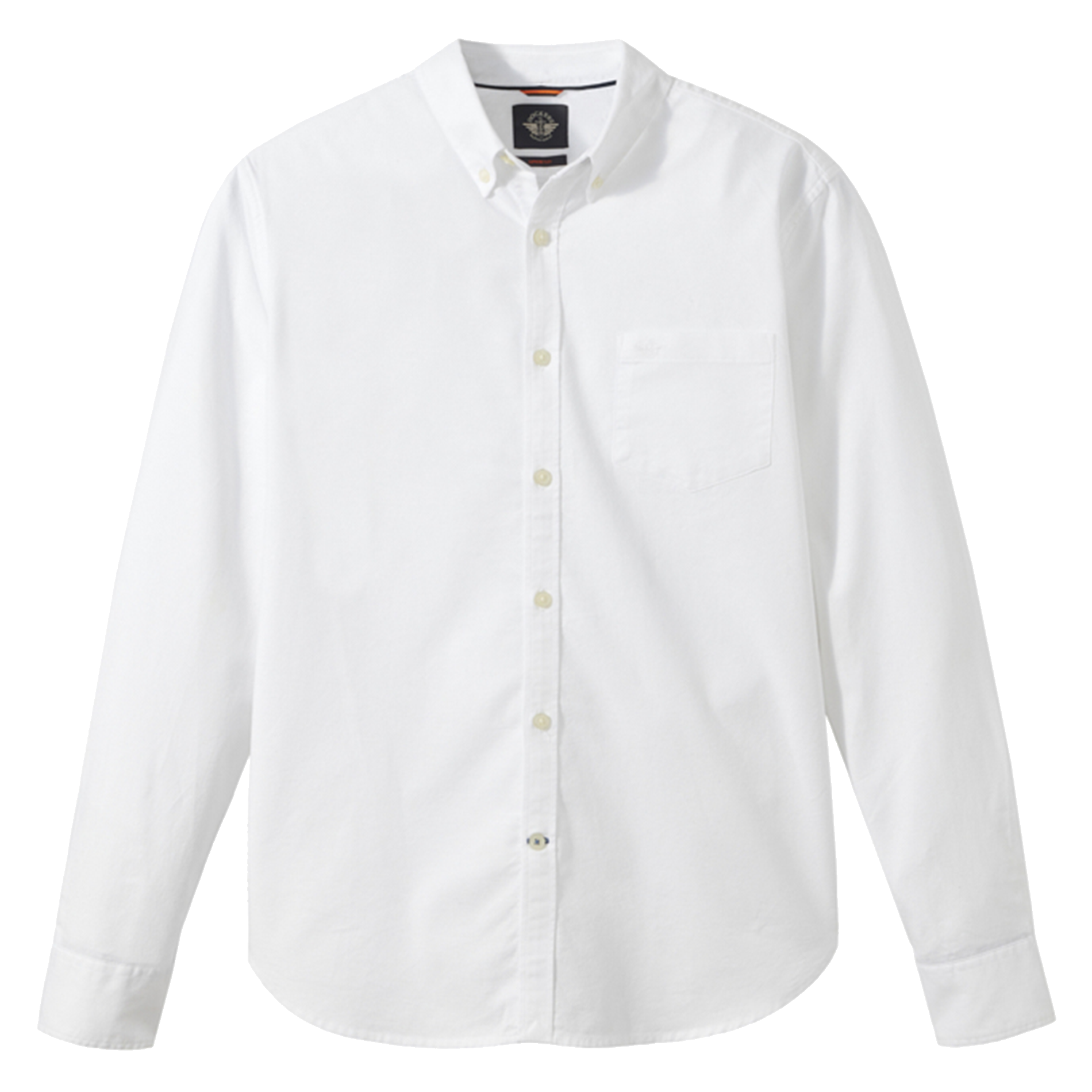 Chemise col américain regular fit en coton mélangé | Blanc