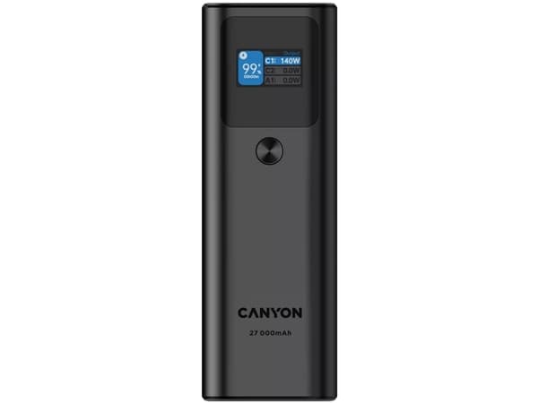 Canyon PB-2010, 27000 mAh, Power Delivery 3.1, Quick Charge 3.0, 140 W, Mørkegrå