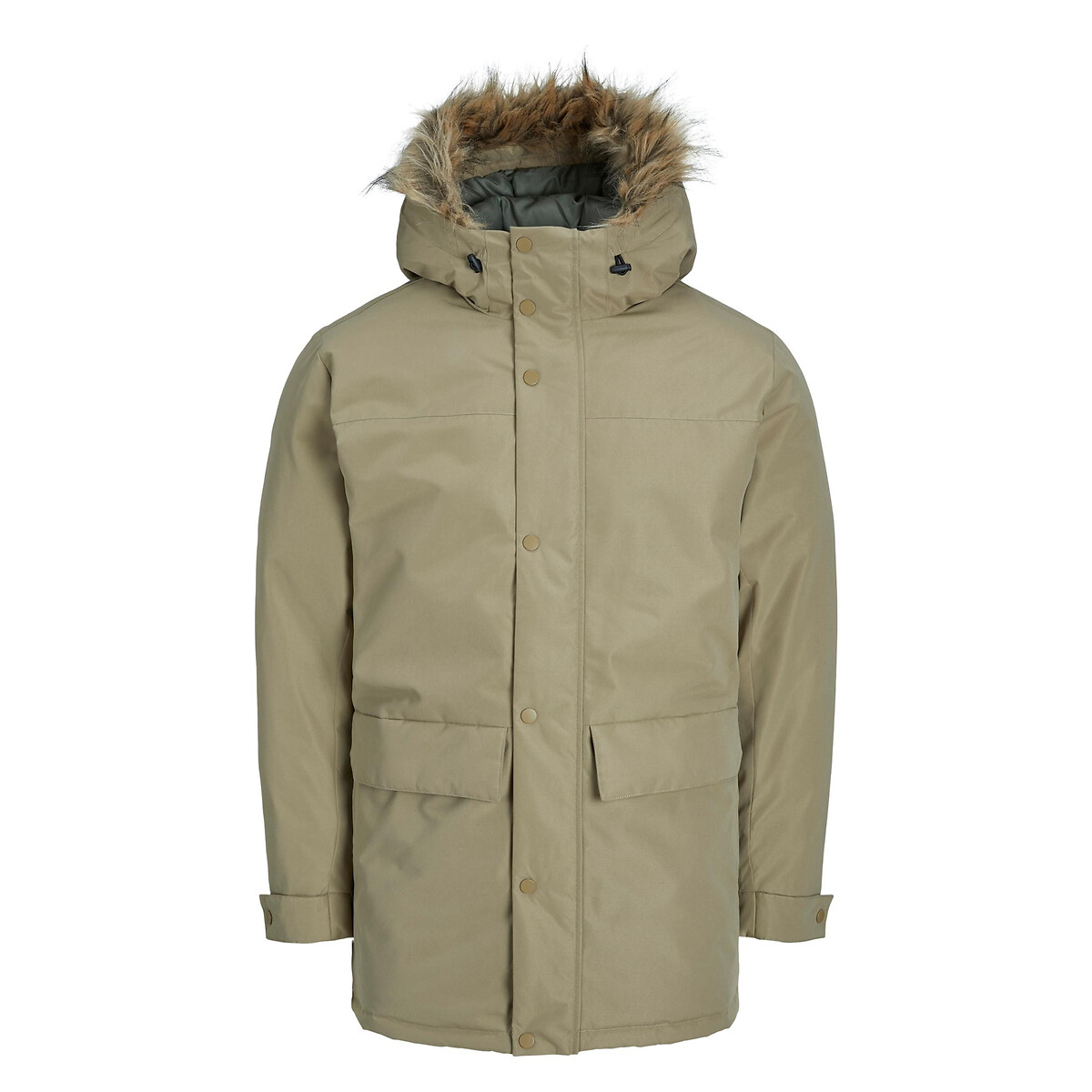 JACK & JONES<br>Parka com capuz e acabamento em pele sintética Jjchamp