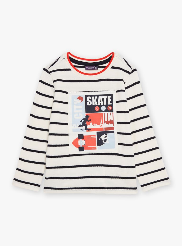 T-shirt écru et noir esprit marinière