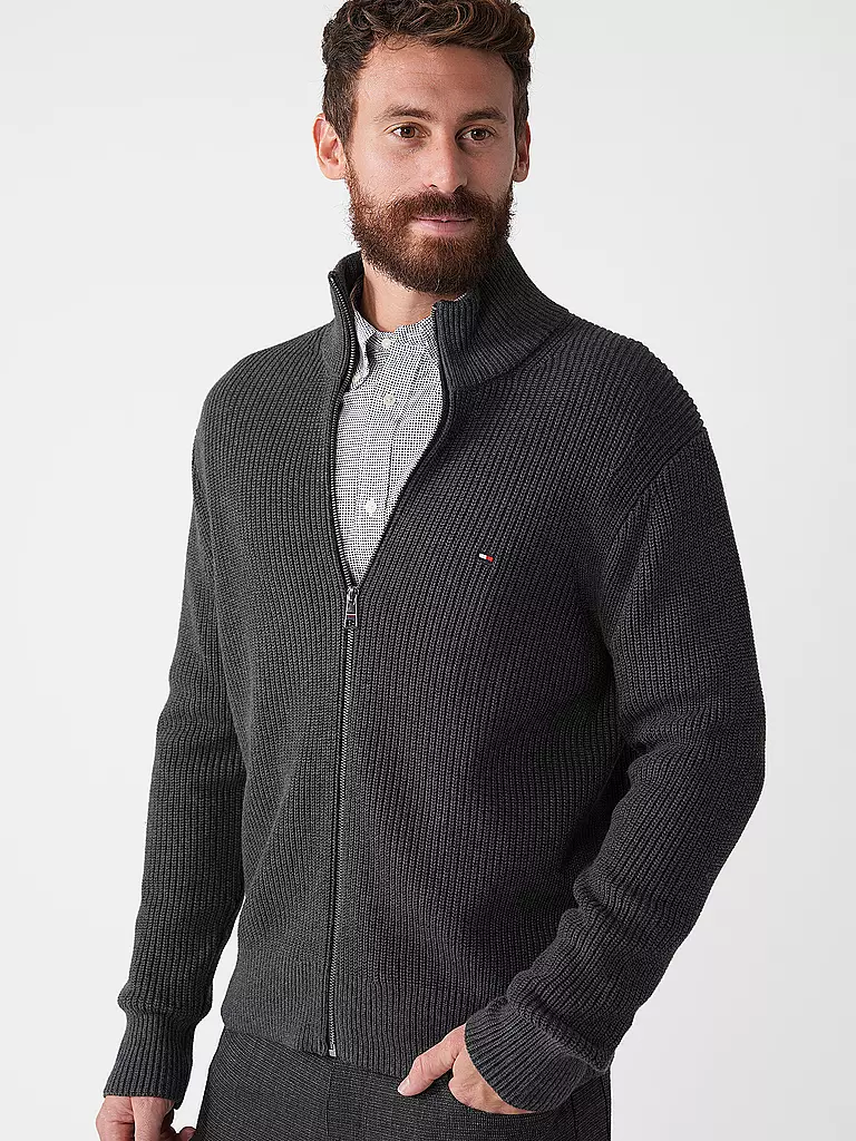 TOMMY HILFIGER Strickjacke grau