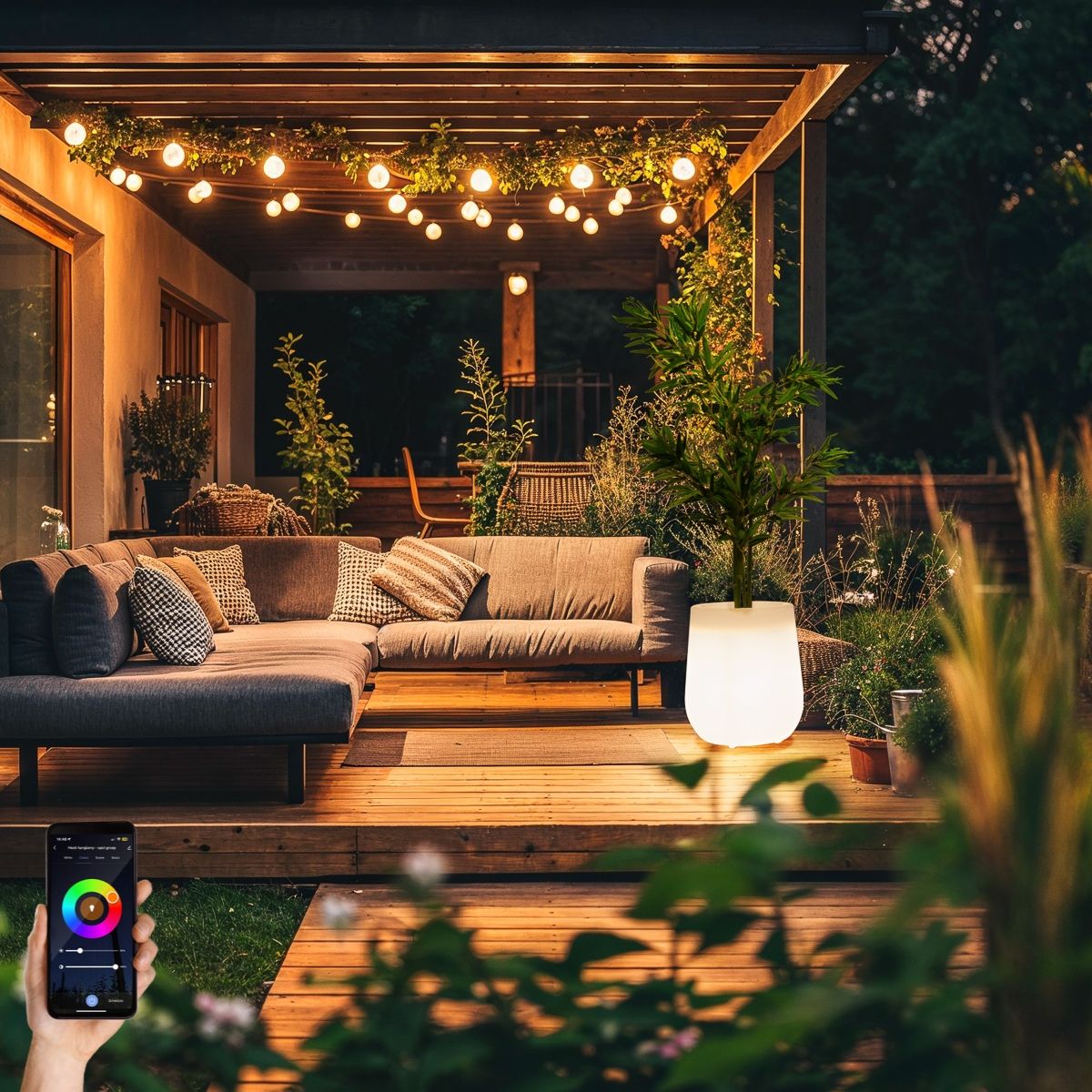 Smart buiten vloerlamp bloempot wit IP44 incl. Wifi A60 - Flowerpot