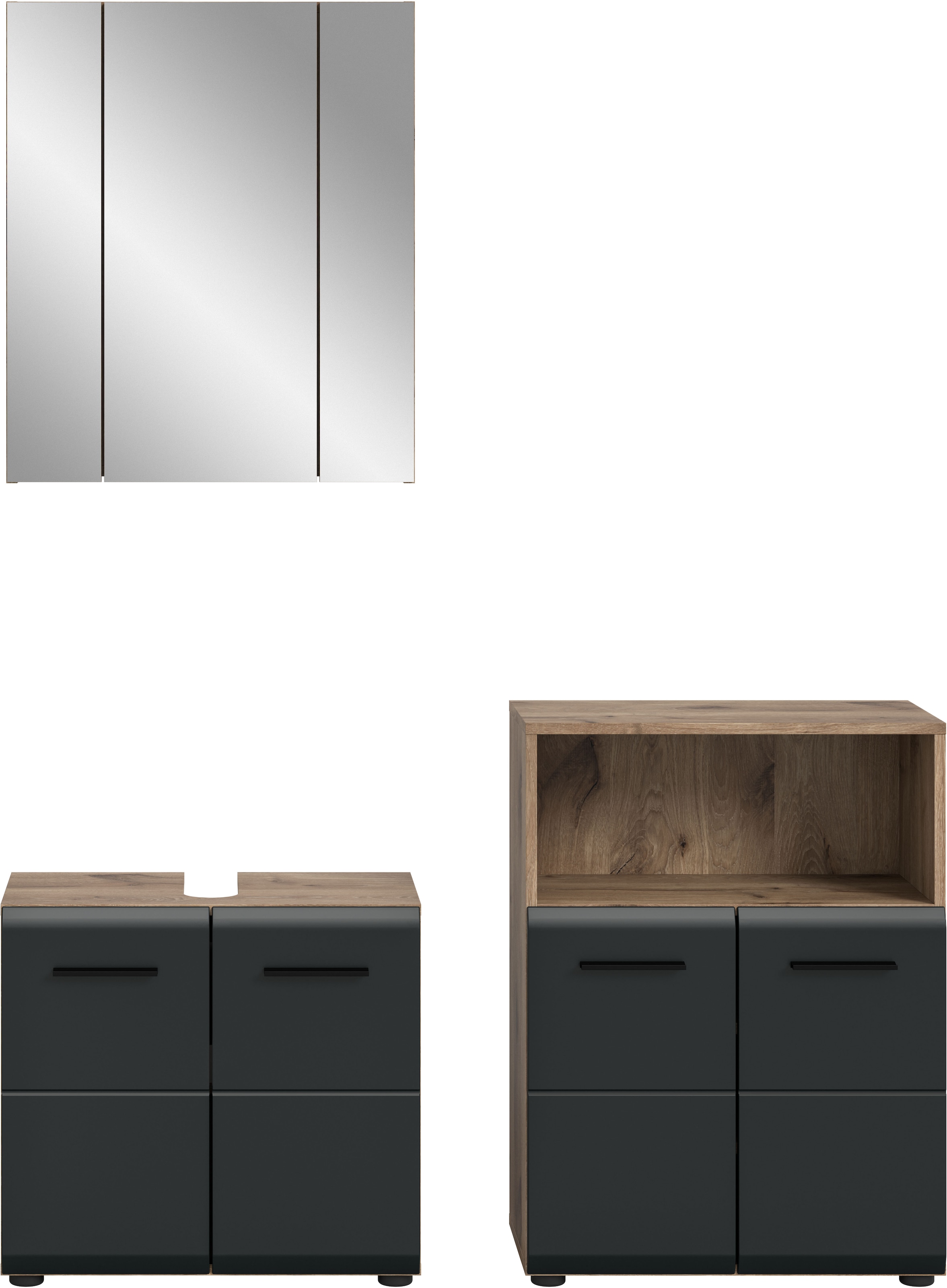 INOSIGN Badmöbel-Set »FLORENZ, TOPSELLER!, 3-teilige Badkombination, hochwertige MDF-Front« Set, best. aus: Waschbeckenunterschrank, Spiegelschrank, Midischrank breit, 3 Stk. tlg.
