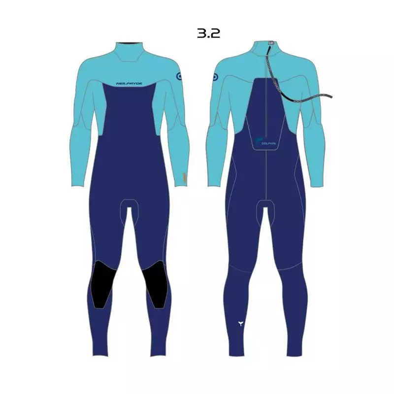 Combinaison intégrale junior NEILPRYDE Dolphin Youth 3/2 Back Zip Navy/Light Blue
