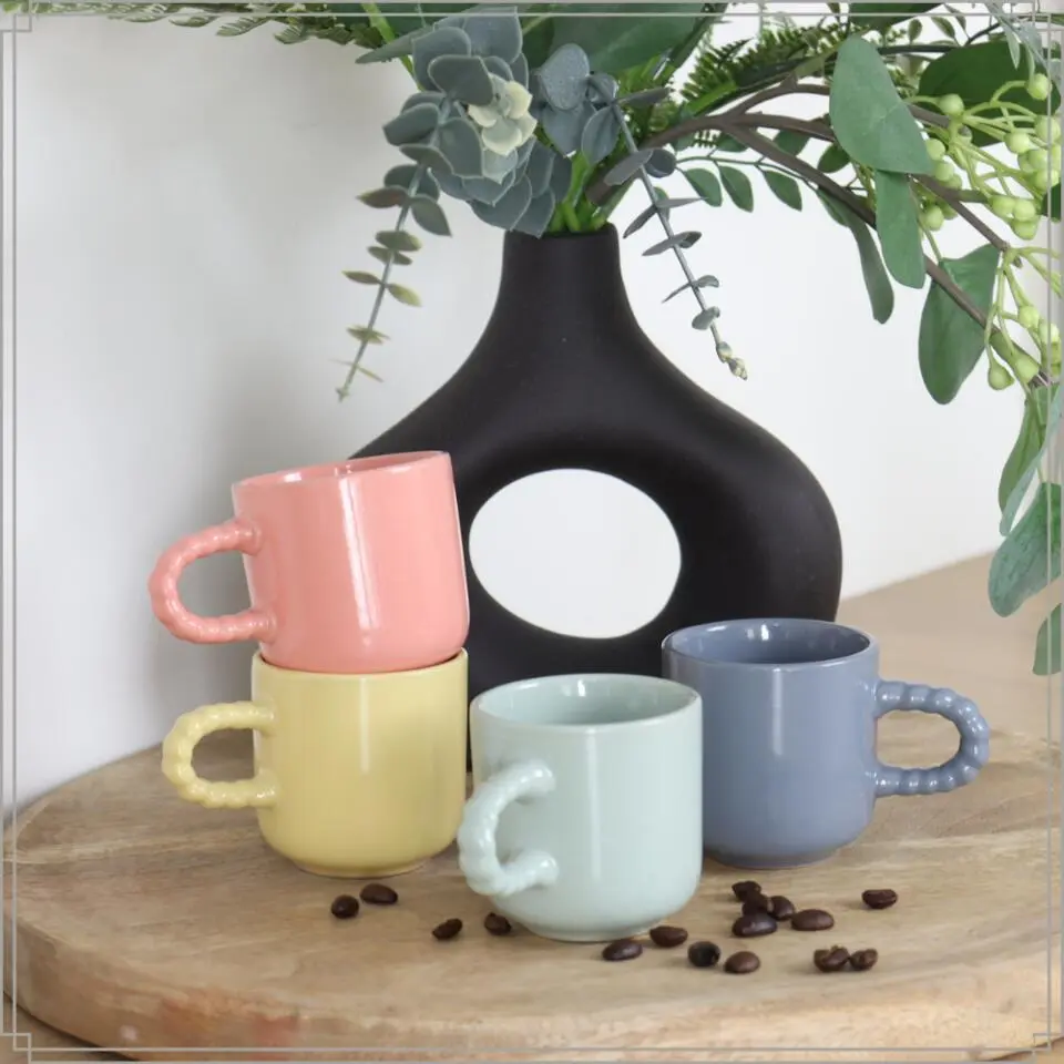 OTIX Espresso Kopjes Koffiekopjes Set van 4 Koffietassen 120 ml Aardewerk