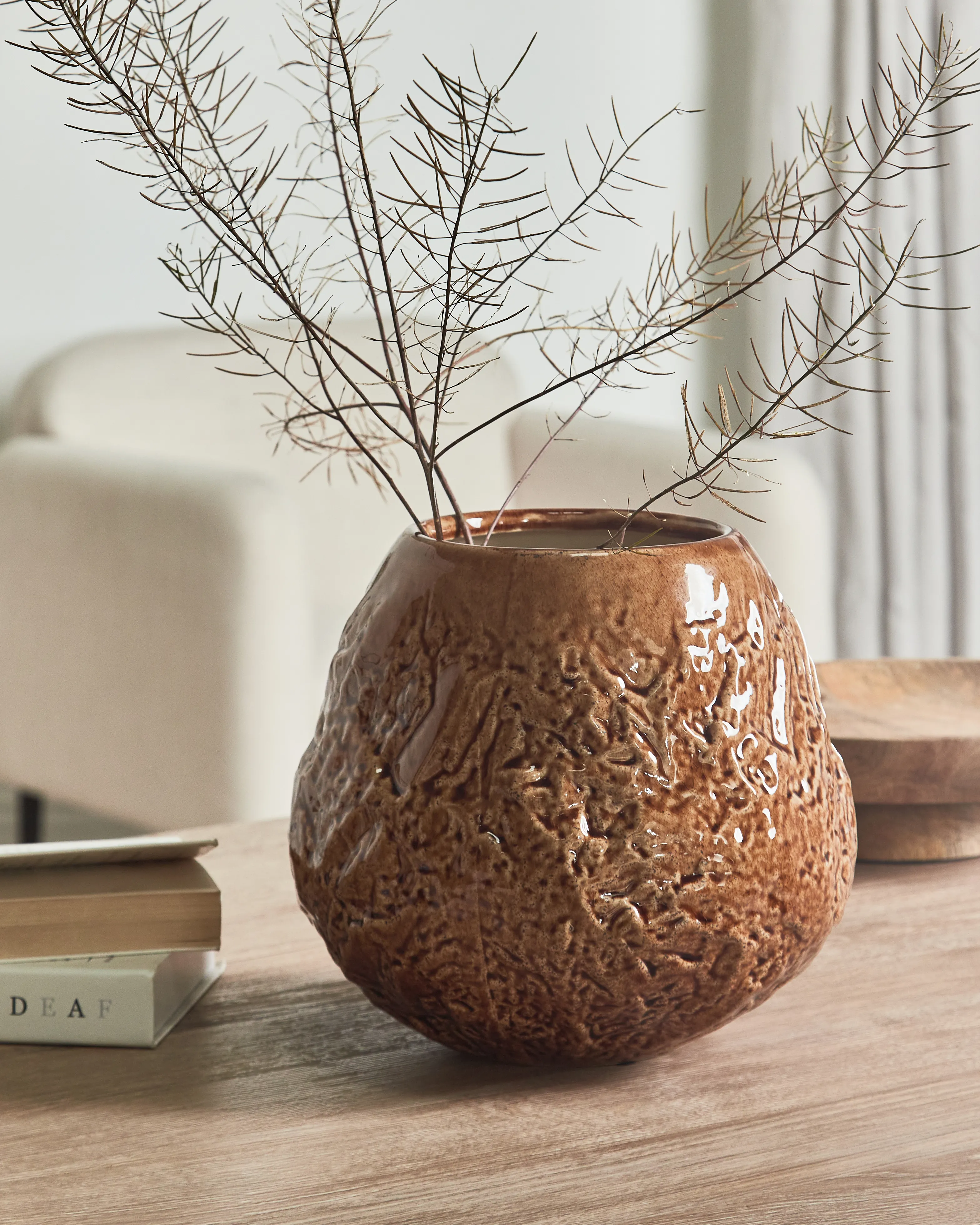 Bloemenvaas BETTA Steengoed 22 cm Bruin