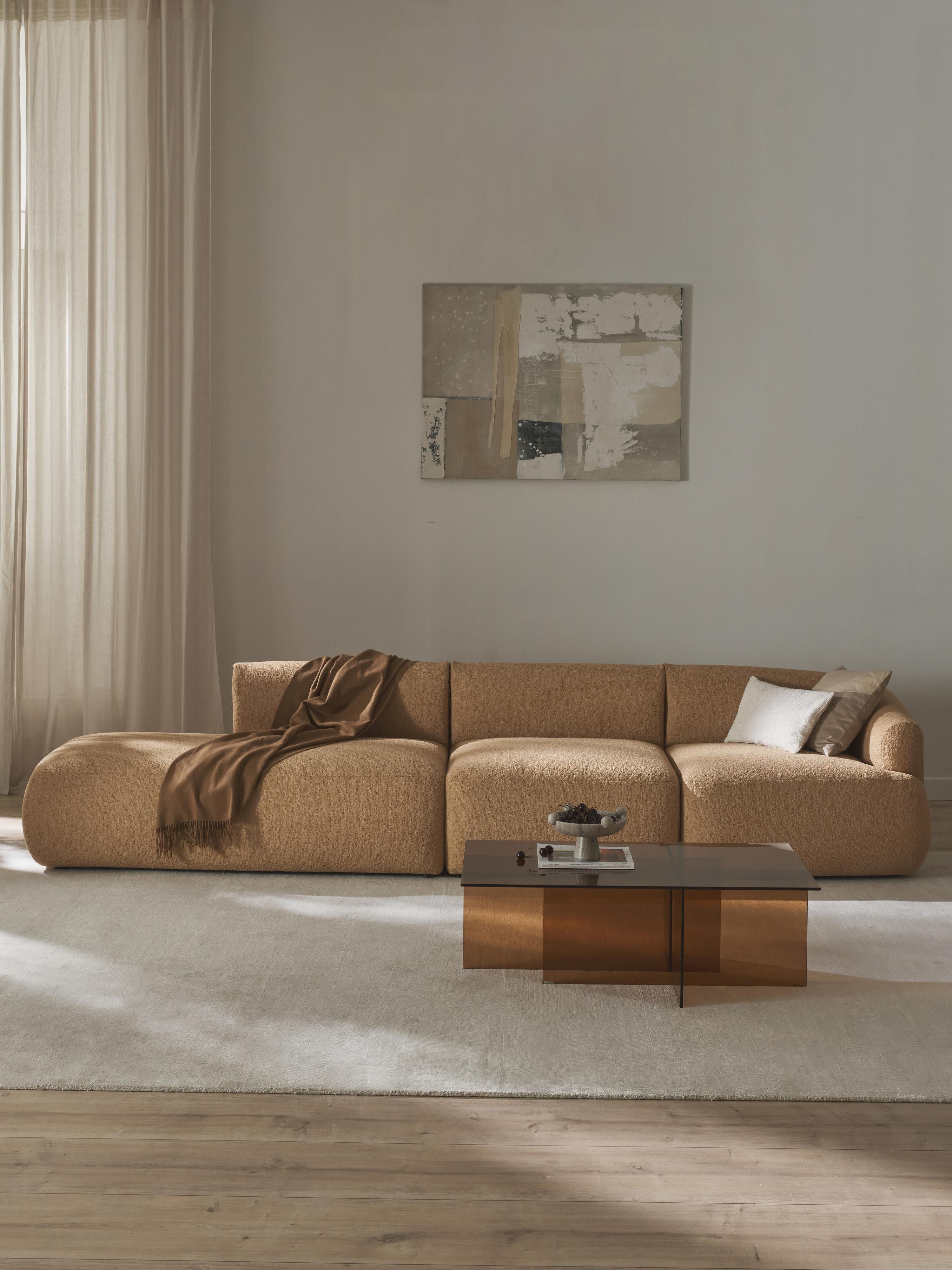 Modulaire XL chaise longue Sofia van bouclé stof