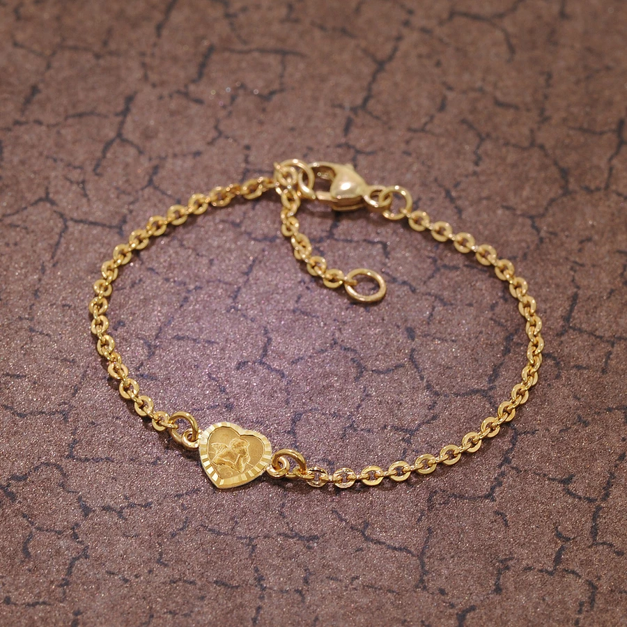 trendor Armband für Babys 333 Gold8 Kt mit Engel-Plakette 14 cm gold