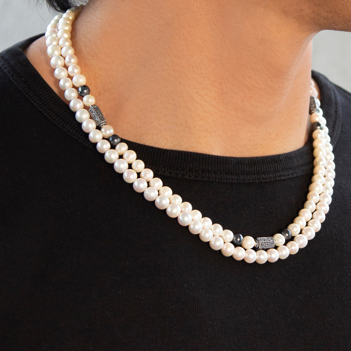 Collier perles de culture de Chine et perles argent 48cm