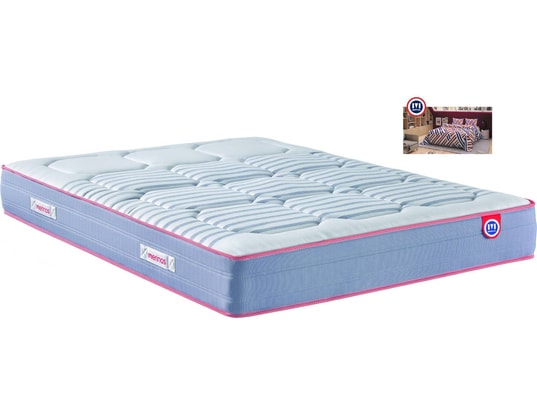 MERINOS - Matelas 140 x 190 Marinière 2 1419 + Parure de Lit Offerte 240x220cm