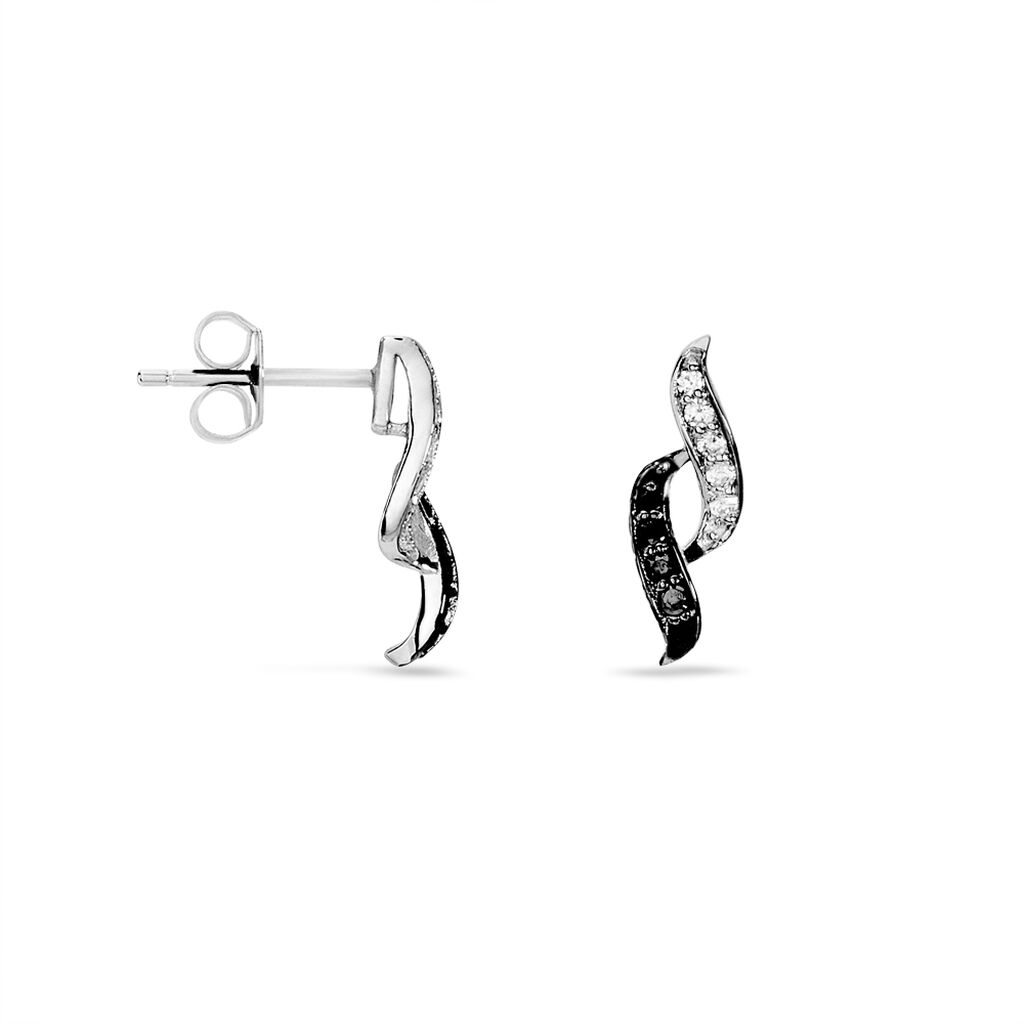 Boucles D'oreilles Pendantes Sylvie Argent Blanc Oxyde De Zirconium