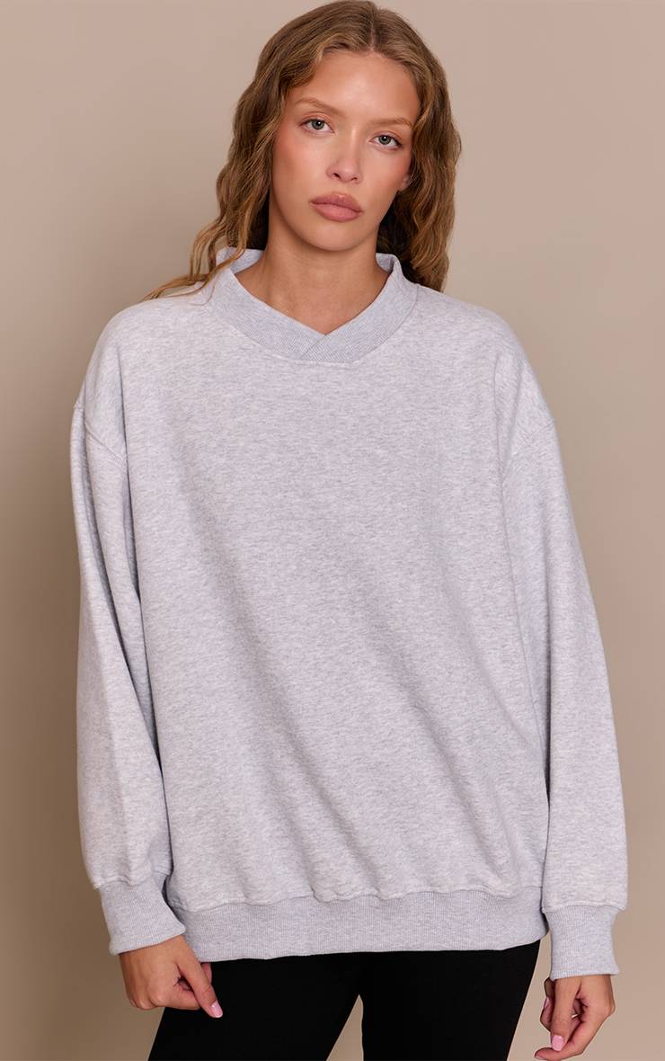 Gris Cendré Sweat-shirt À Encolure Croisée