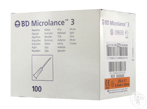 BD Microlance 3 Aiguille 25G 5/8 RB 0,5x16mm Orange 100 Pièces