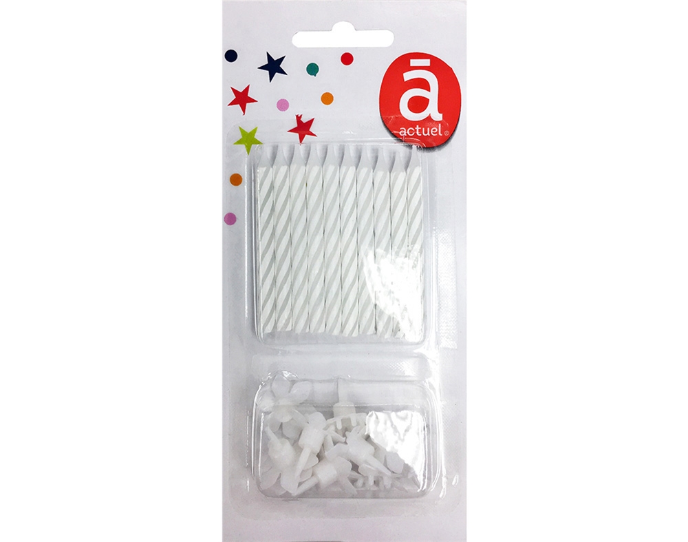 VELAS DE ANIVERSÁRIO ACTUEL BRANCO PACK 10 UNIDADES