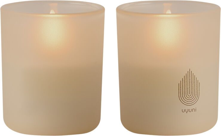 Uyuni Glass Candle, Beige, 2-pack, 6x7 cm Beige