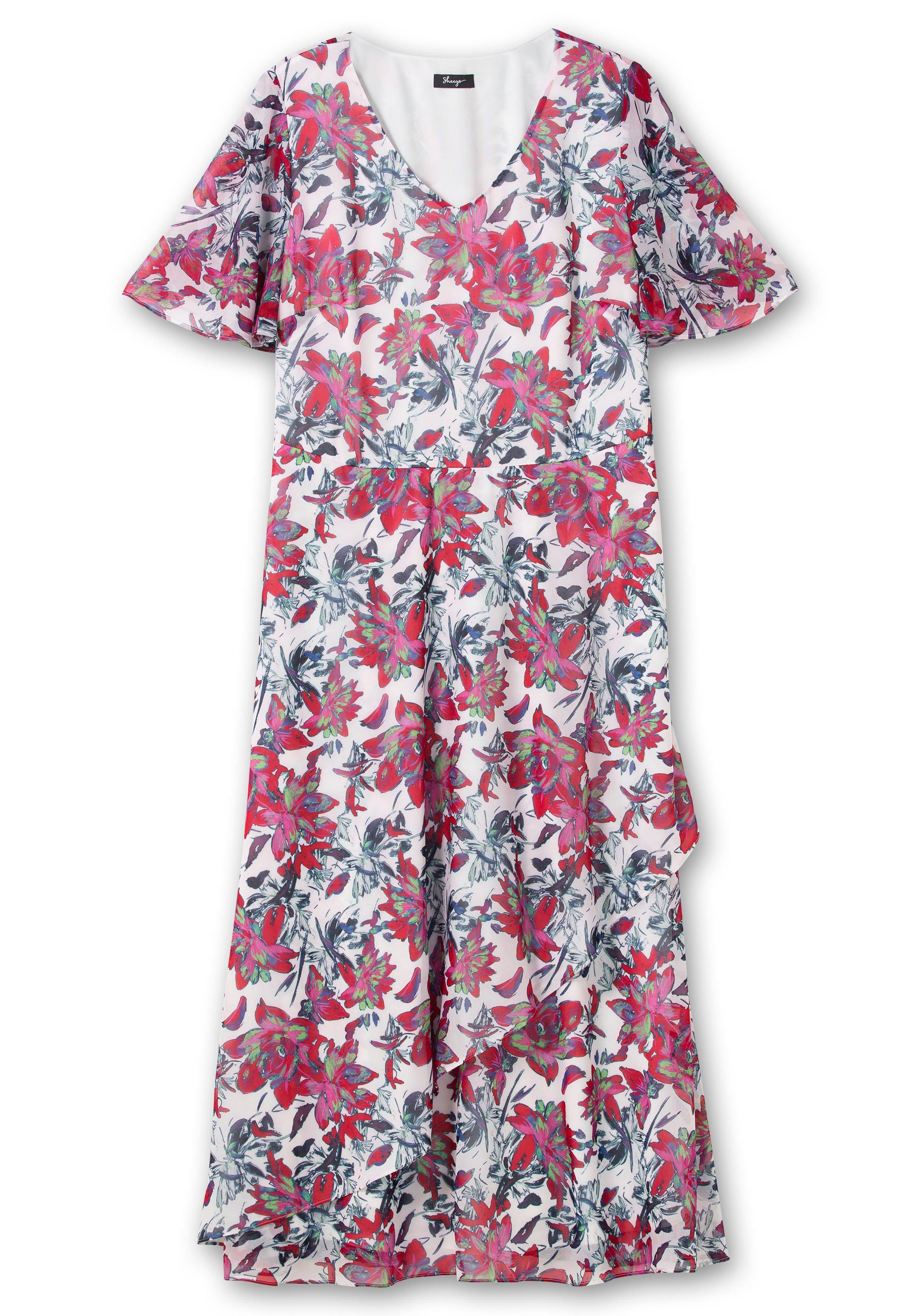 Chiffonkleid mit Blumenprint und Unterkleid