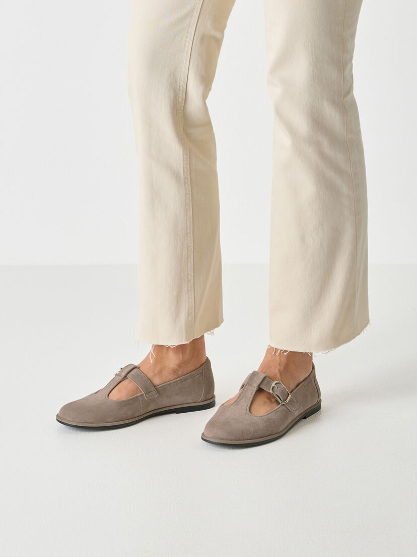 Leren Ballerina - beige