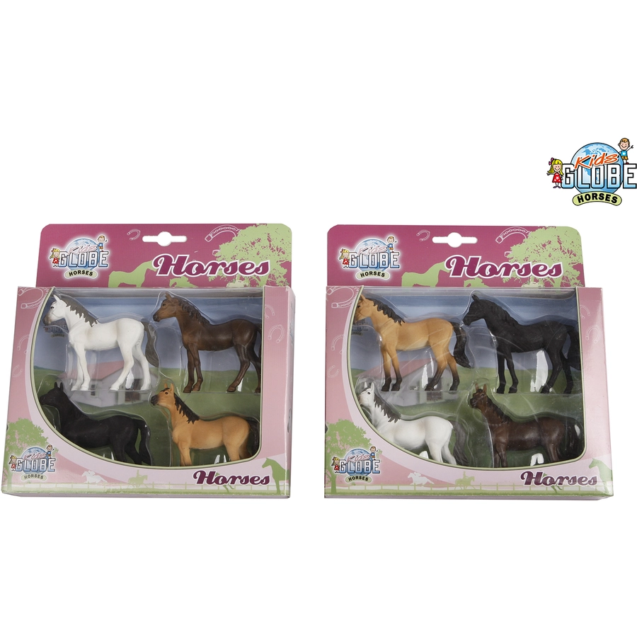 Kids Globe Farming Pferde Set für Bauernhof Weiß, Braun, Schwarz Weiß