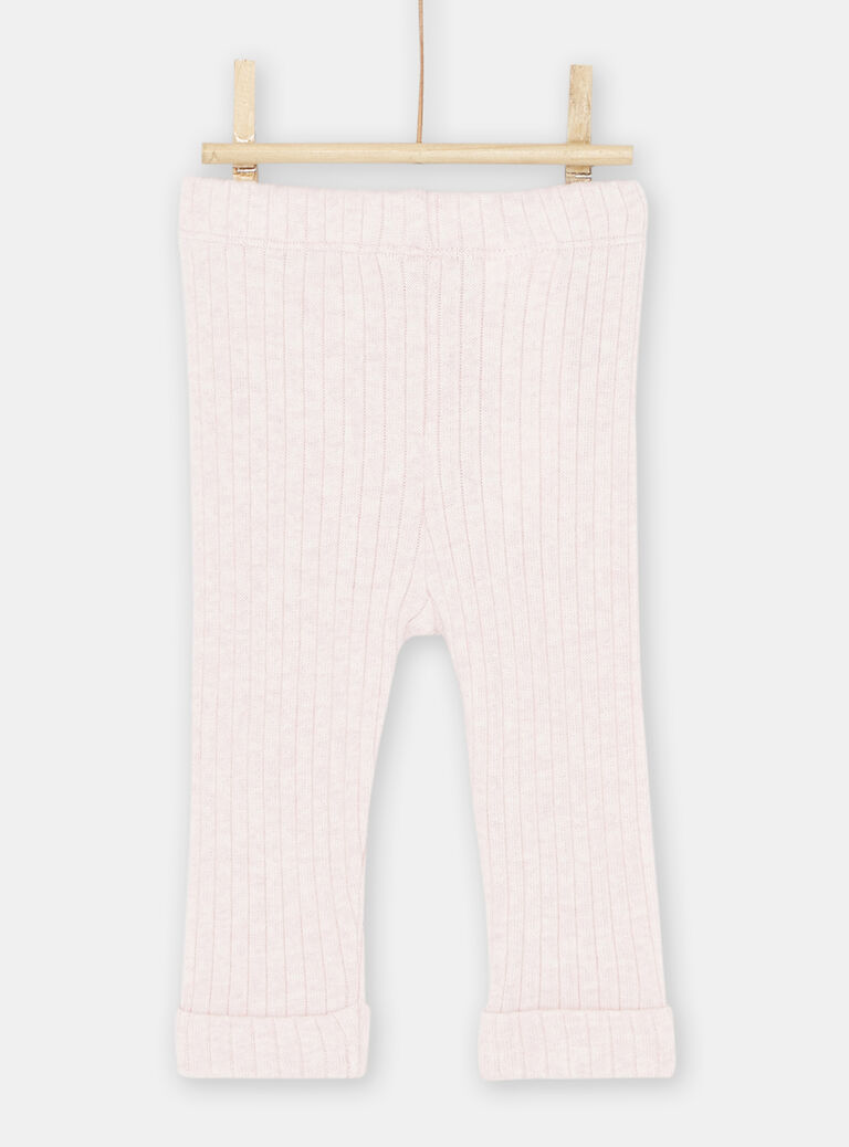 Legging côtelé rose chiné bébé fille