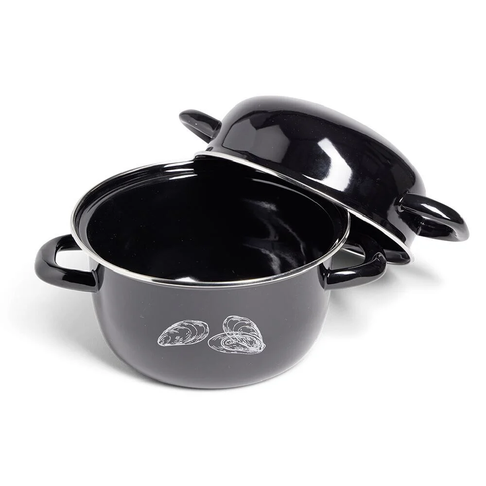 Marmite à moules avec couvercle Ø20,5cm acier noir
