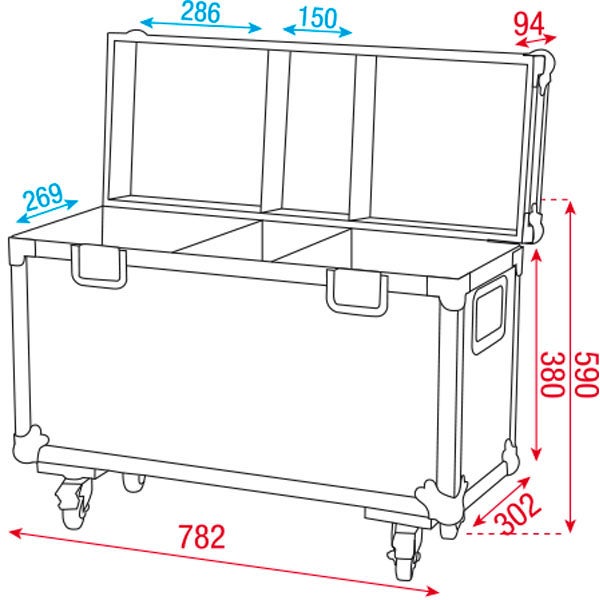 DAP flightcase voor 2x Indigo 150 of Phantom LED 25, 50 en 65
