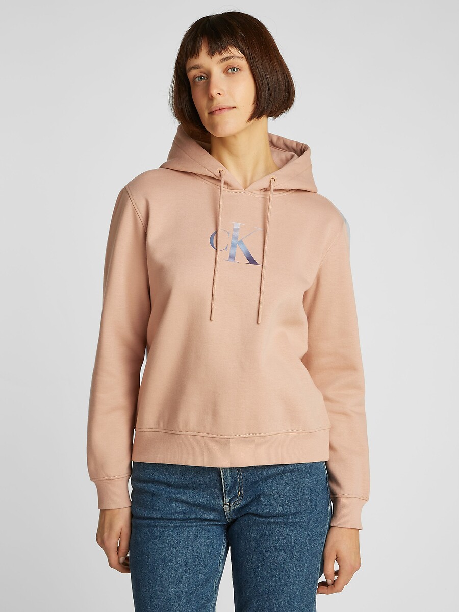 CALVIN KLEIN JEANS<br>Moletom com capuz, logo na frente