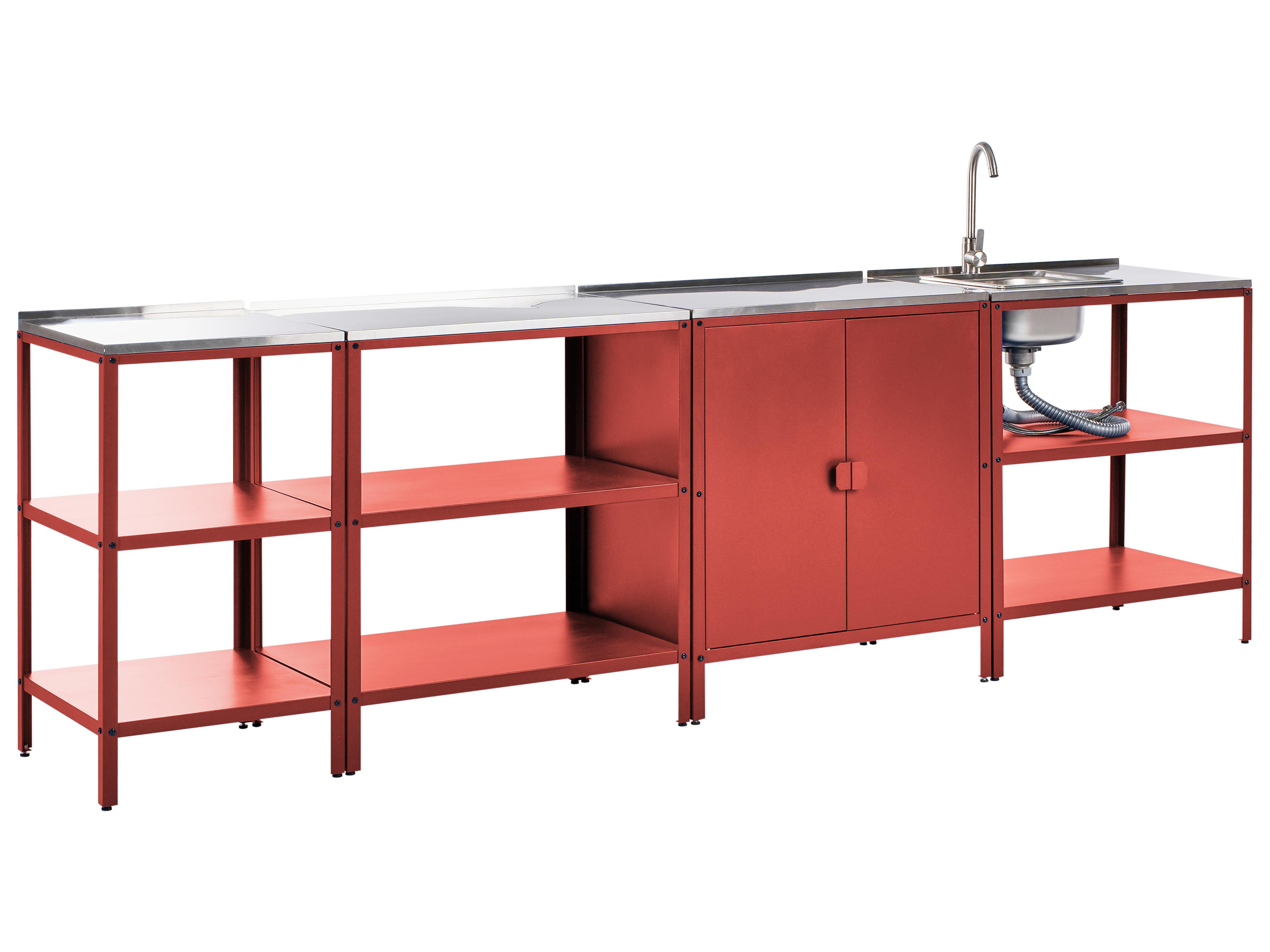 Tuin keukenset 4-delig met spoelbak VILAMA Metaal Rood