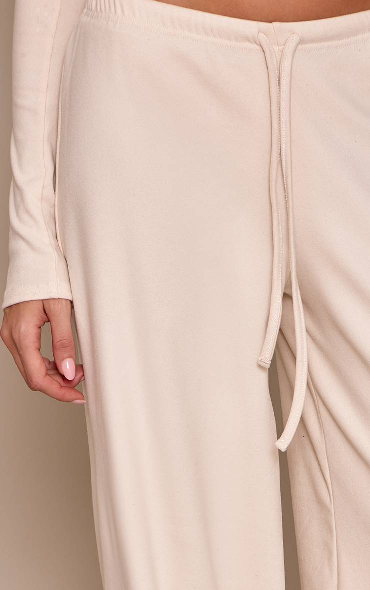 Crème Ensemble Coordonné Pantalon Toucher Doux À Taille Élastiquée