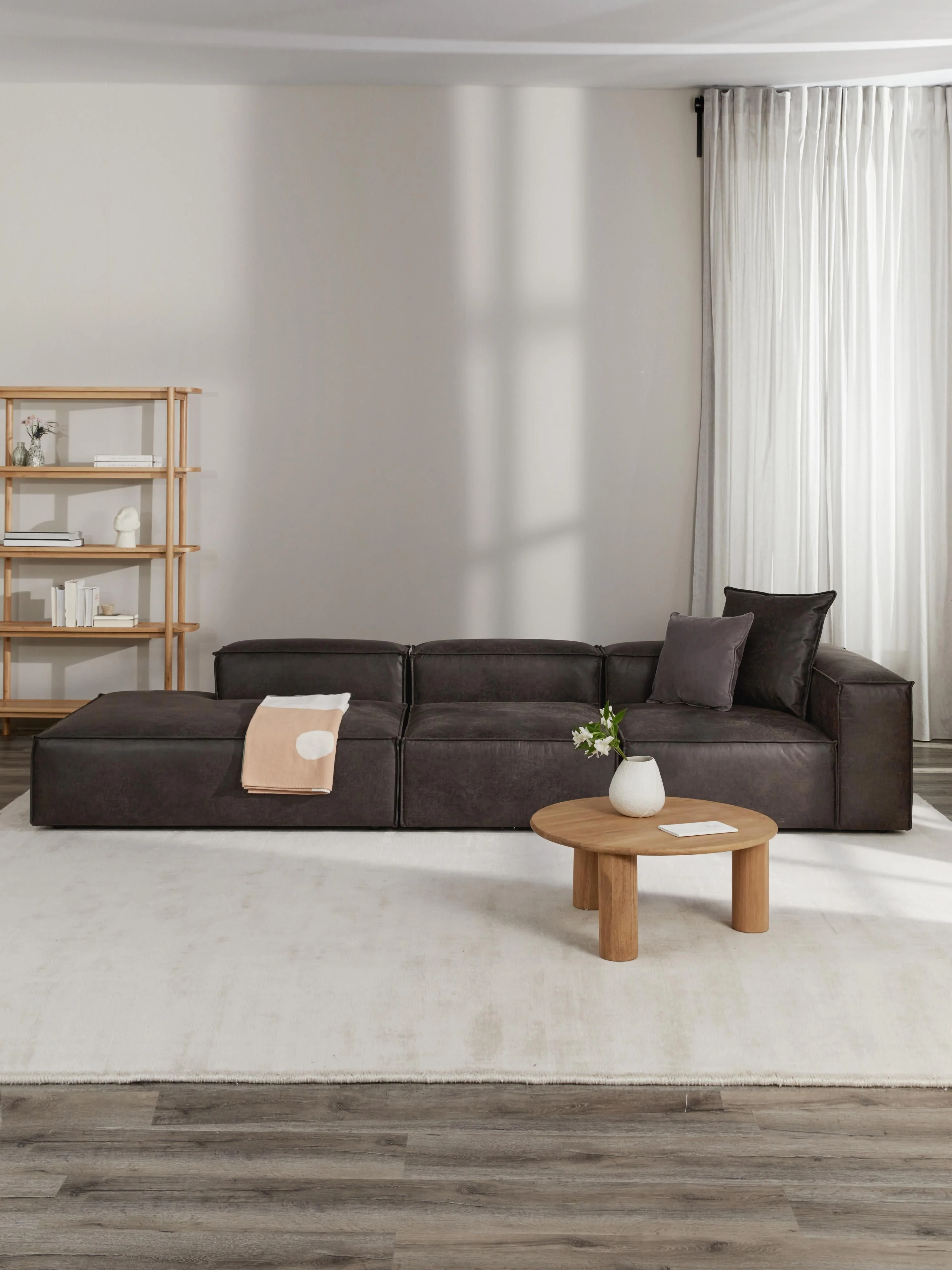 Modulaire XL chaise longue Lennon van gerecycled leer