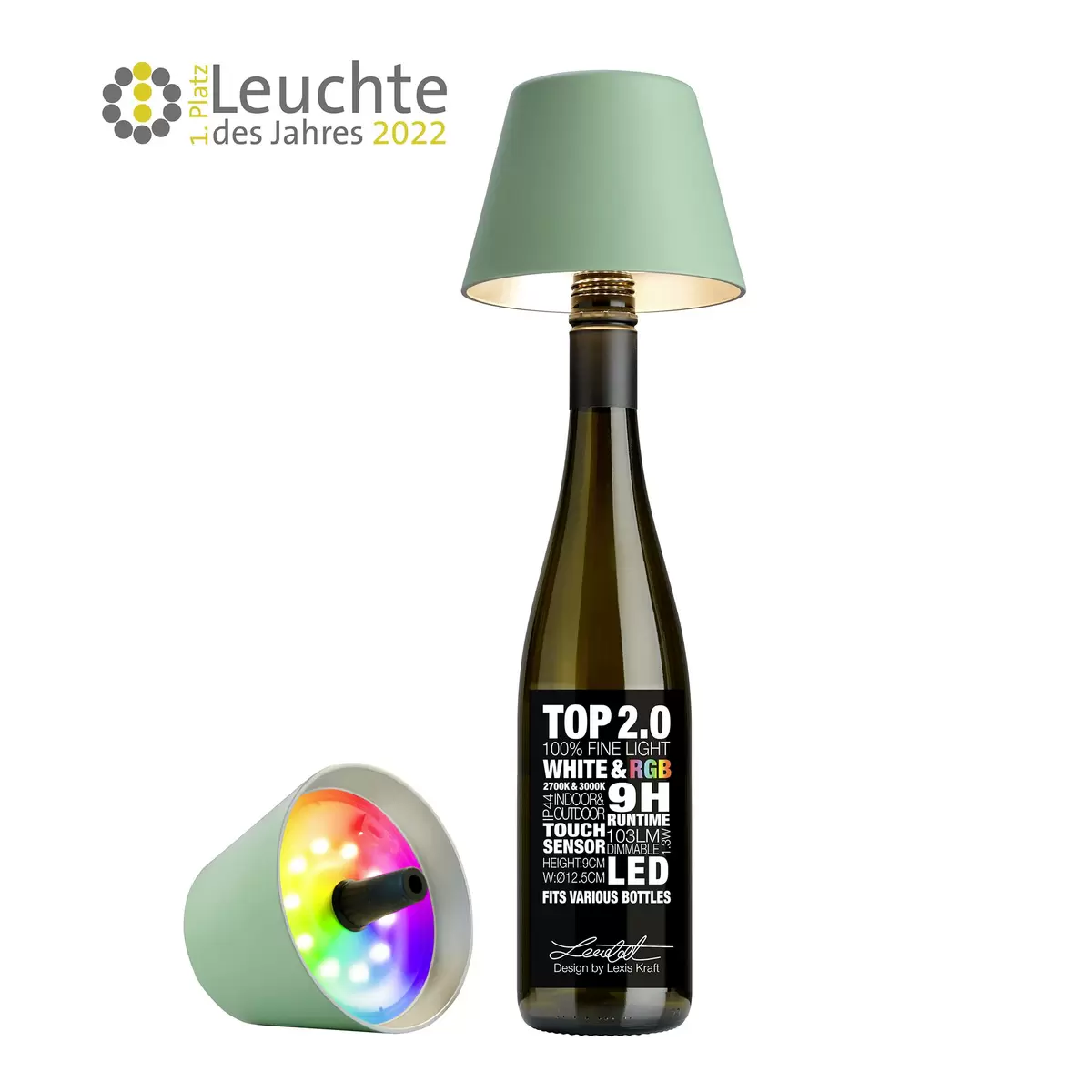Tischleuchte Sompex Top Lampe 2.0 hellgrün grün