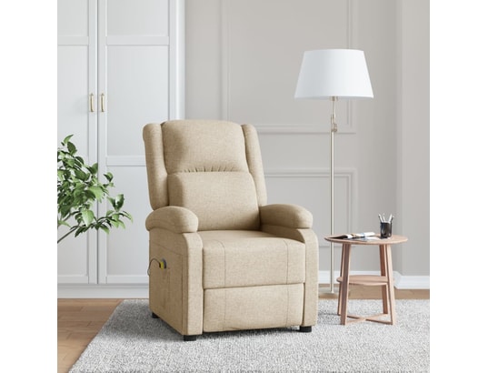 VIDAXL - Fauteuil Relaxation Fauteuil de massage - crème - tissu - 70x141x81cm