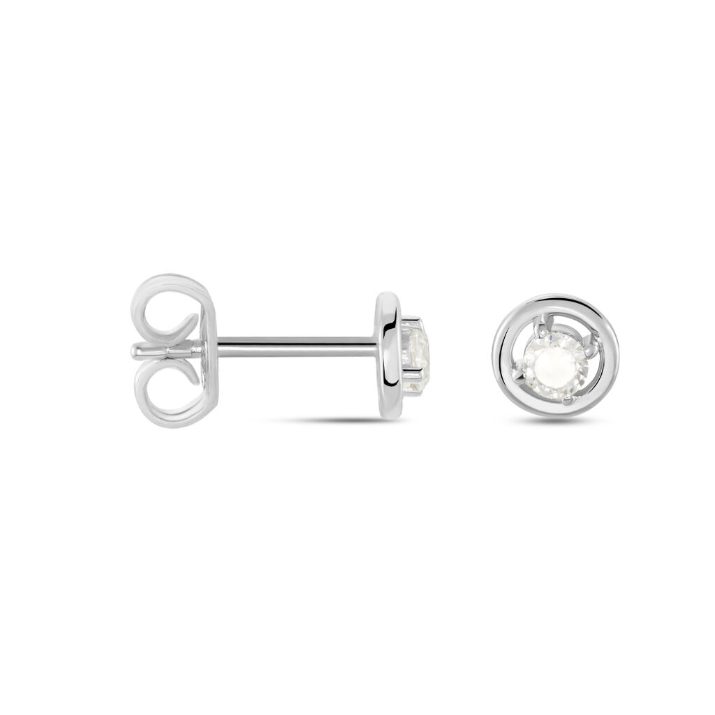 Boucles D'oreilles Puces Argent Blanc Laureto Oxydes De Zirconium