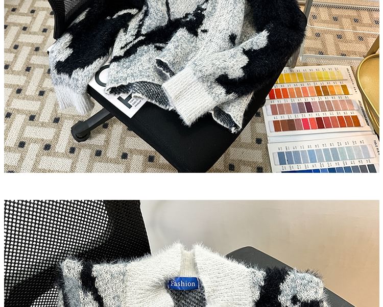 Whyessa - Cardigan met lange mouwen, ronde hals en ritssluiting