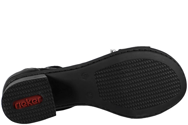RIEKER SORT SANDAL MED FAST HÆLKAPPE