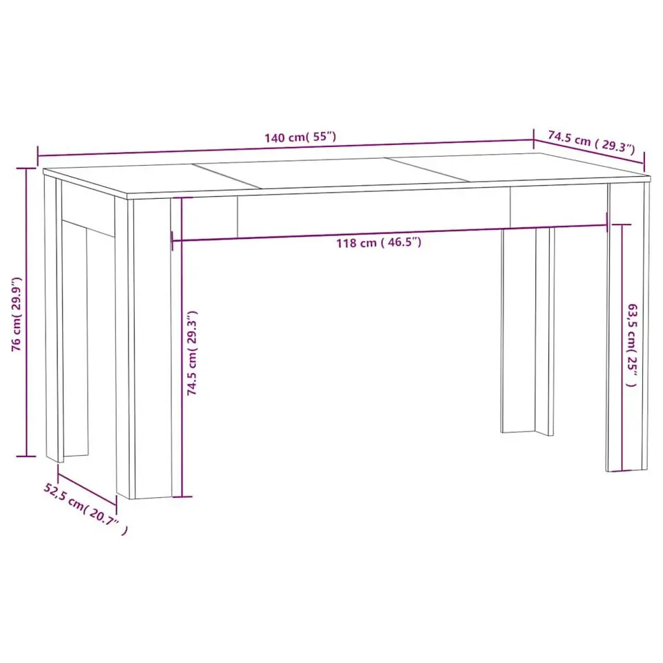 vidaXL - Eettafel - Wit - Bewerkt hout