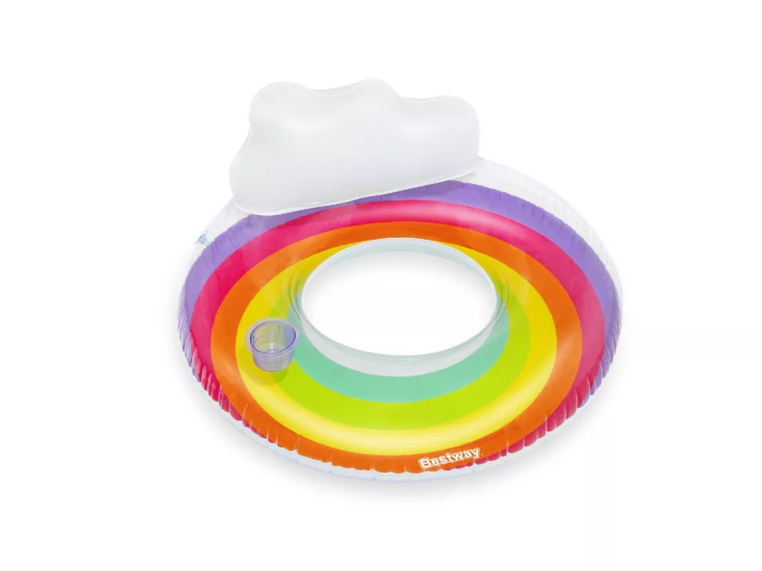 Bouée Gonflable pour Plage ou Piscine Bestway Rainbow Dreams Swin Tube 105x33 cm avec Porte-Verres Multicolore