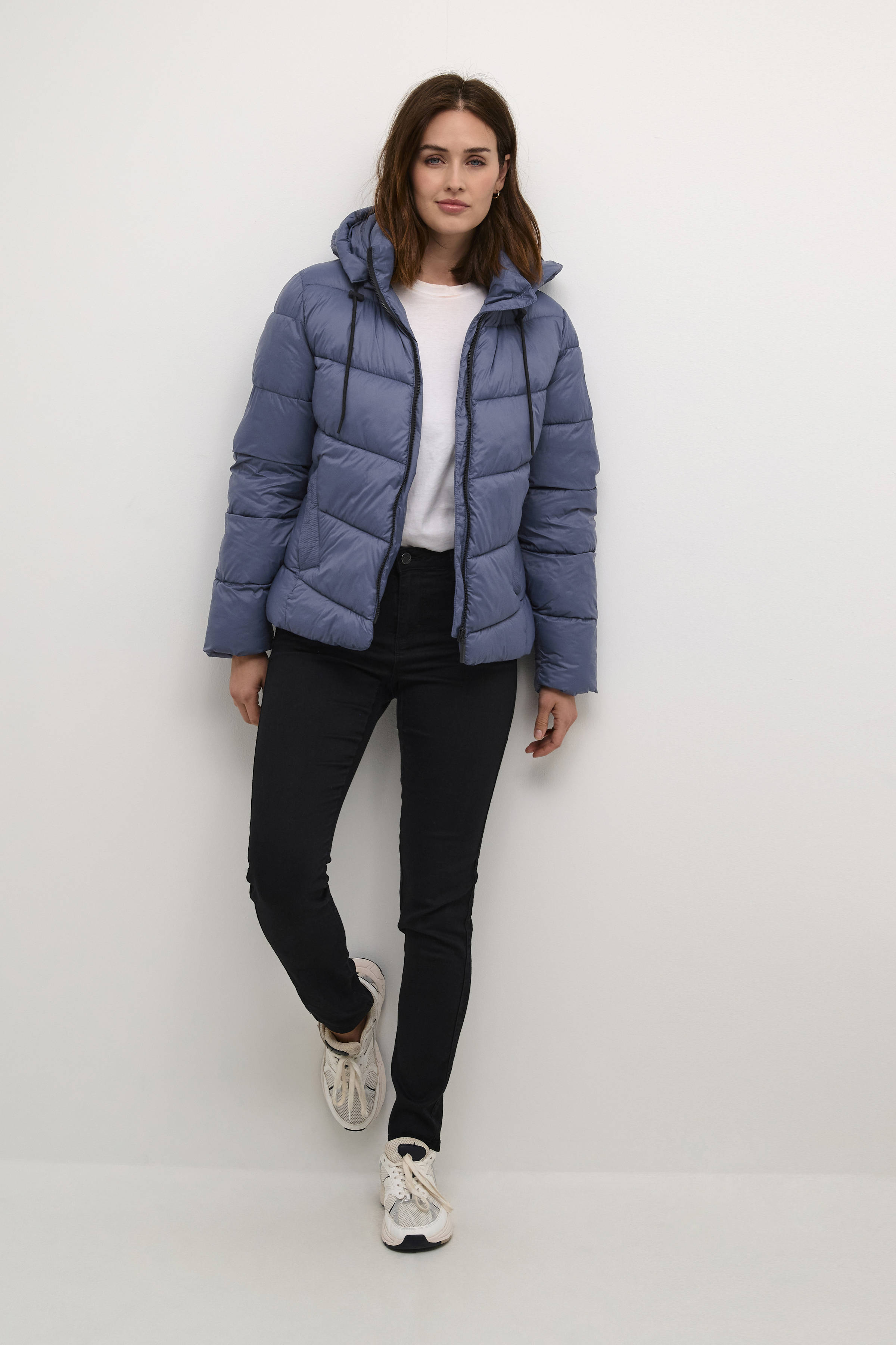 Kaffe gewatteerde winterjas blauw
