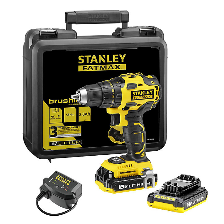Perceuse visseuse sans fil brushless Stanley Fatmax MCD607D2K 18V-2x2Ah