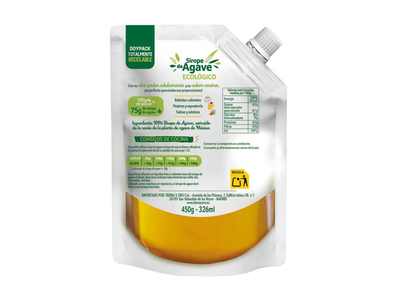 XAROPE DE AGAVE SUNNY VIA BIO DOYPACK 450G