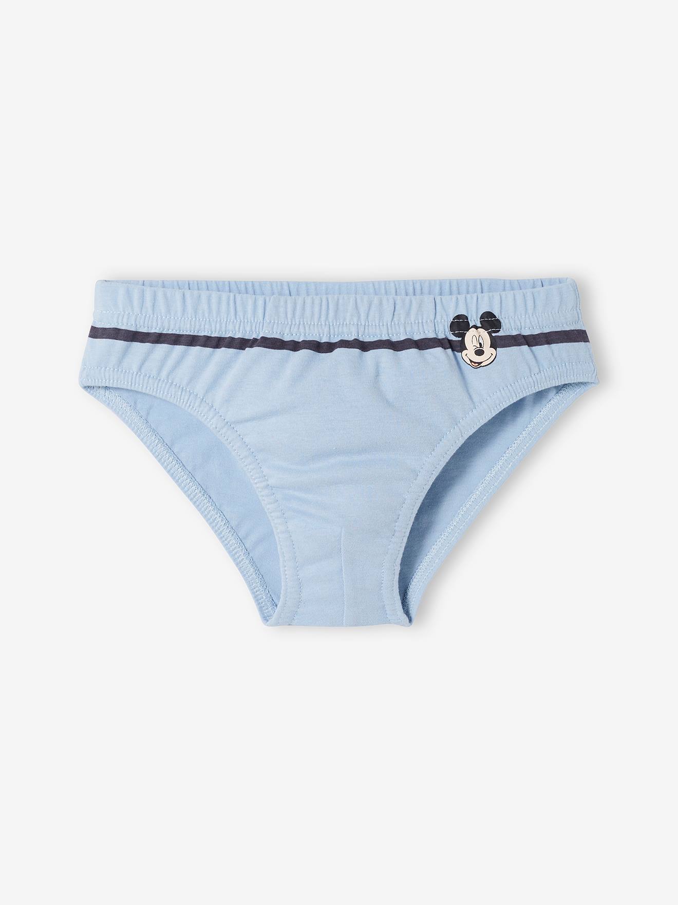 Pacote com 7 cuecas lisas azul-claras DS® Mickey com estampas.