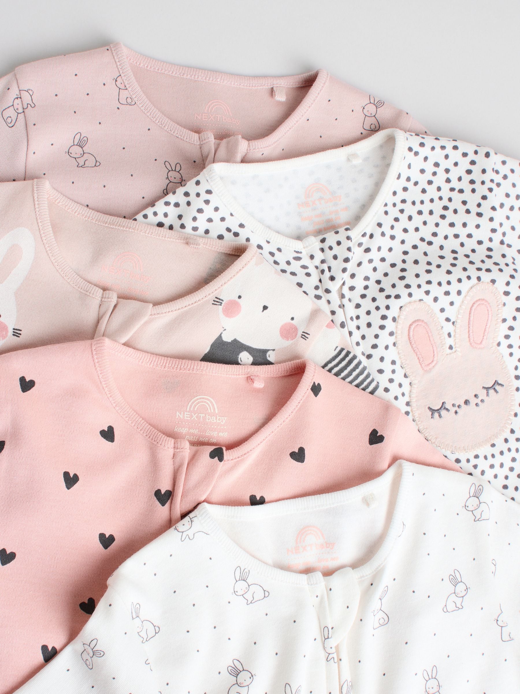 Bruin/crèmekleurig - 5 Pack Baby-pyjama's met tweewegrits (0mnd -2jr)