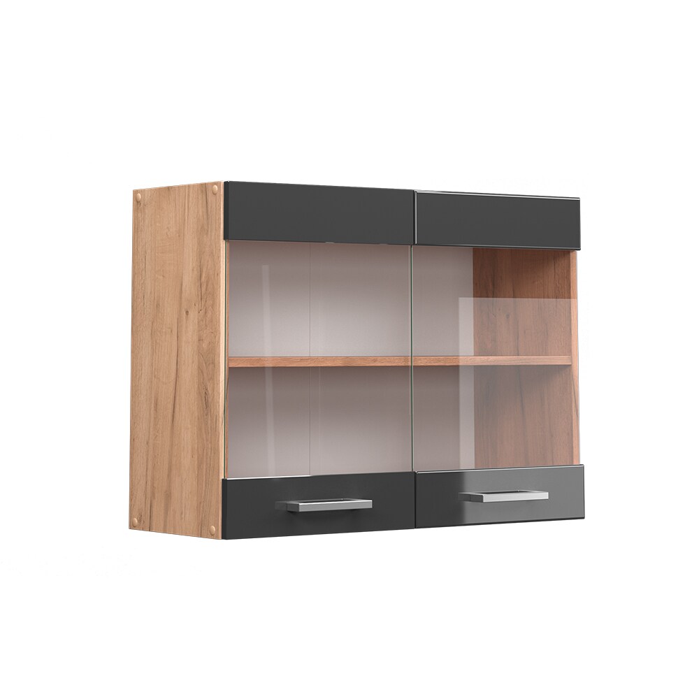 Vicco Hängeglasschrank Küchenschrank Küchenzeile R-Line 80 cm Goldkraft Anthrazit