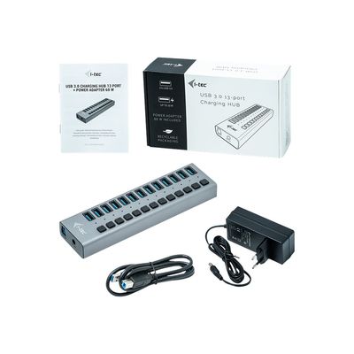 i-Tec USB 3.0 Charging HUB - Hub - 13 x SuperSpeed USB 3.0 - de bureau