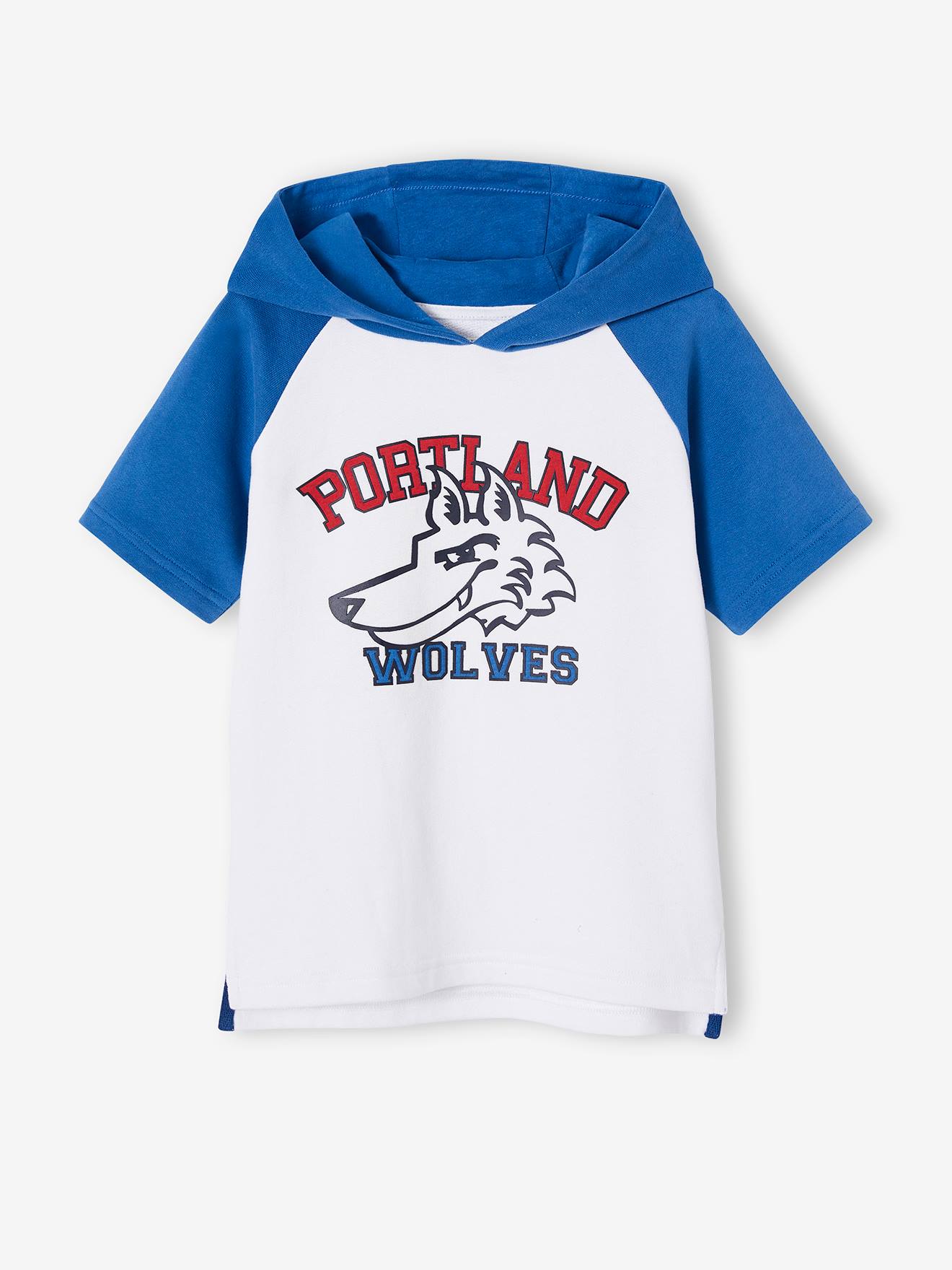 Moletom com capuz de manga curta da equipe Portland para meninos, branco