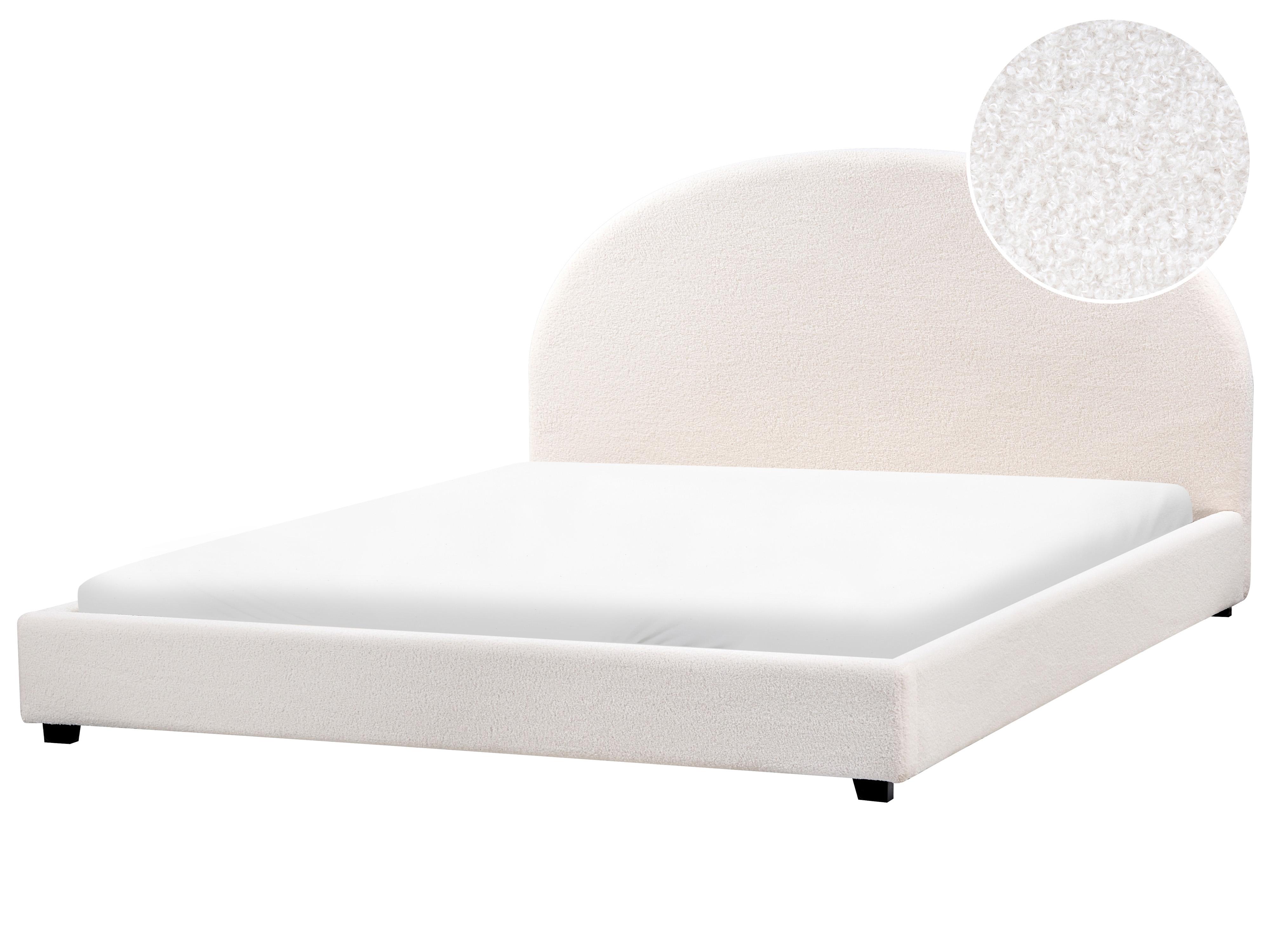 Bed Bouclé VAUCLUSE 180 x 200 cm Gebroken wit