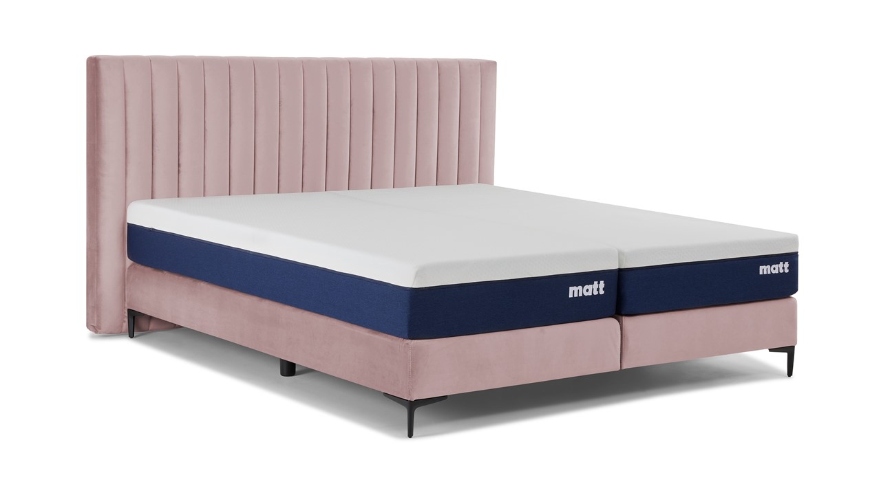 Matt Sleeps Boxspring Velvet stroken met matras Matt roze