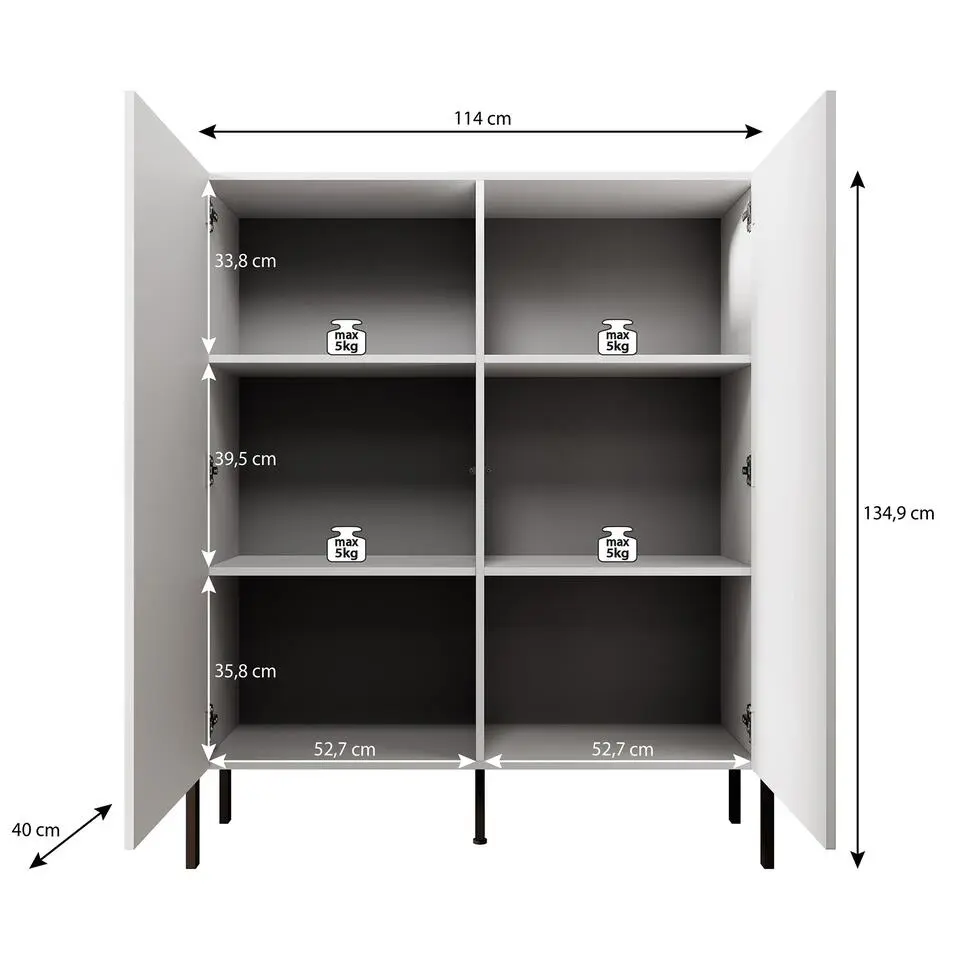 Meubella - Dressoir Jordy - Beige - 114 cm