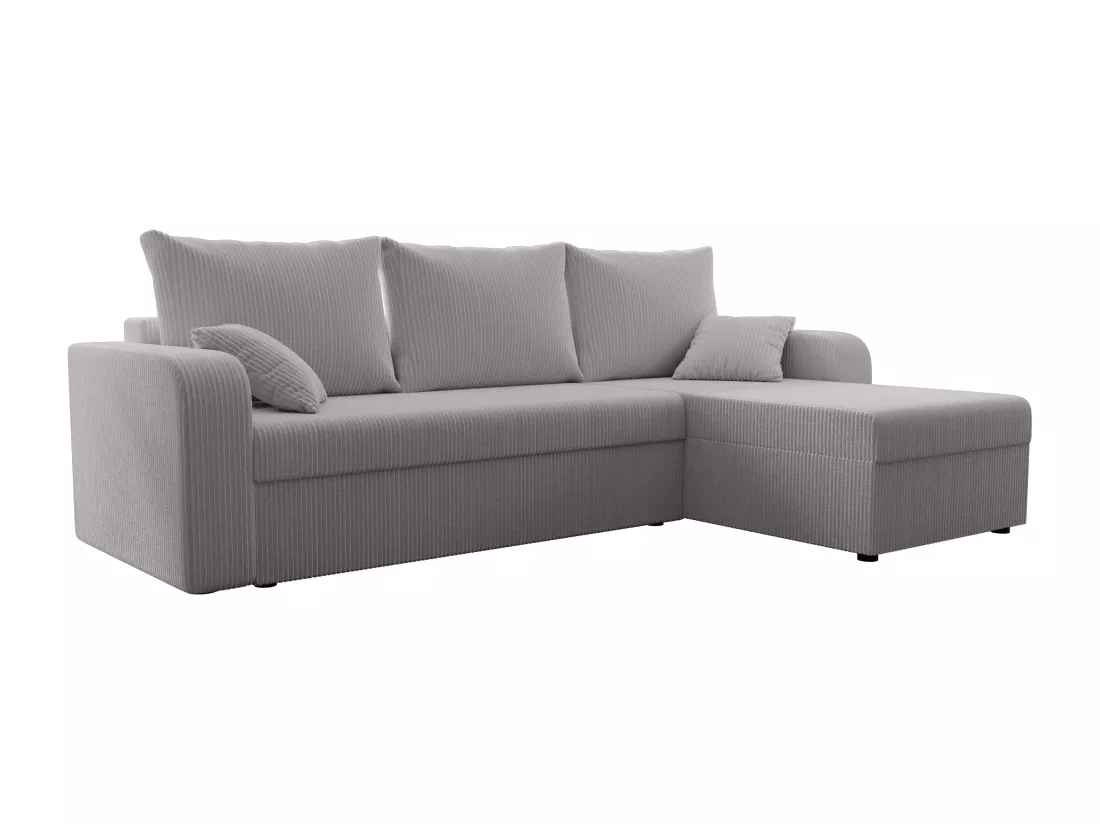 Canapé d'angle convertible et réversible en velours côtelé gris clair ONABIA
