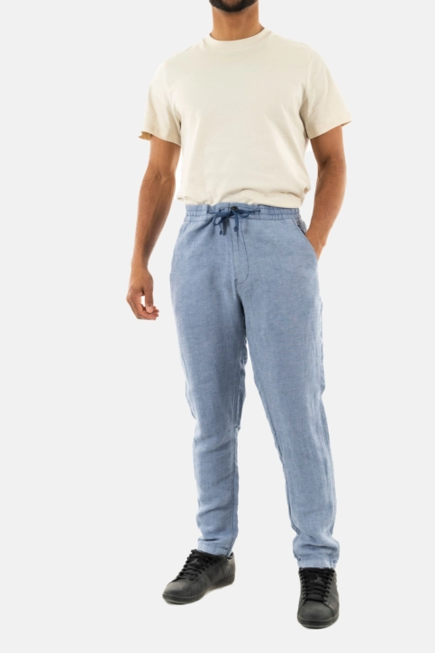 Pantalons superdry drawstring linen 51s navy/optic