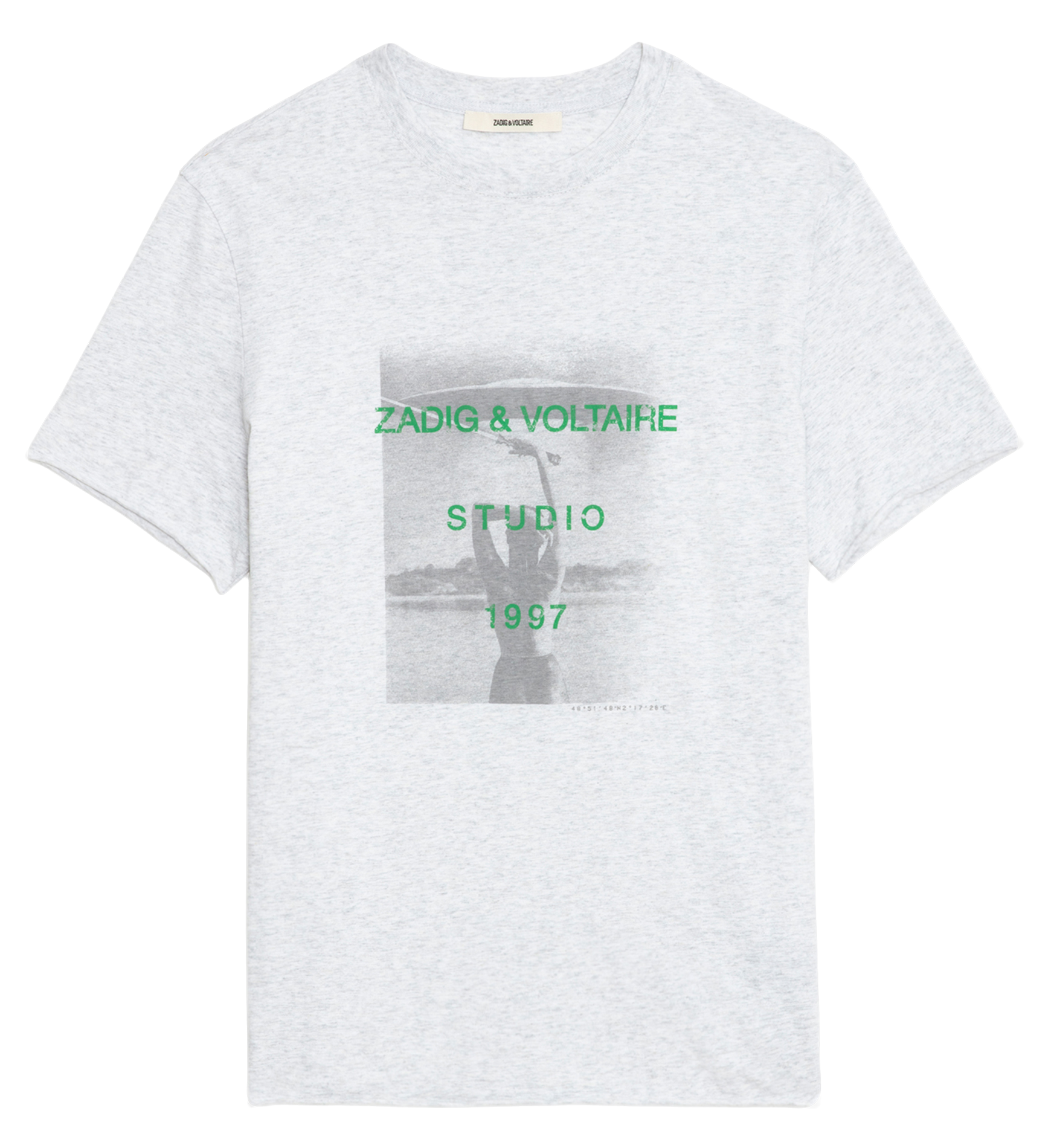 TED - Tee-shirt col rond droit en coton bio imprimé | Gris